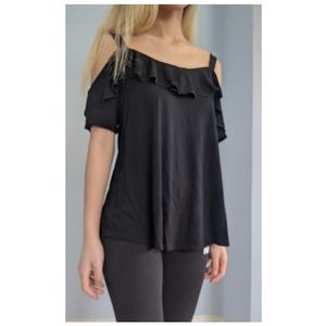 Cable & Gauge Off The Shoulder Black Top